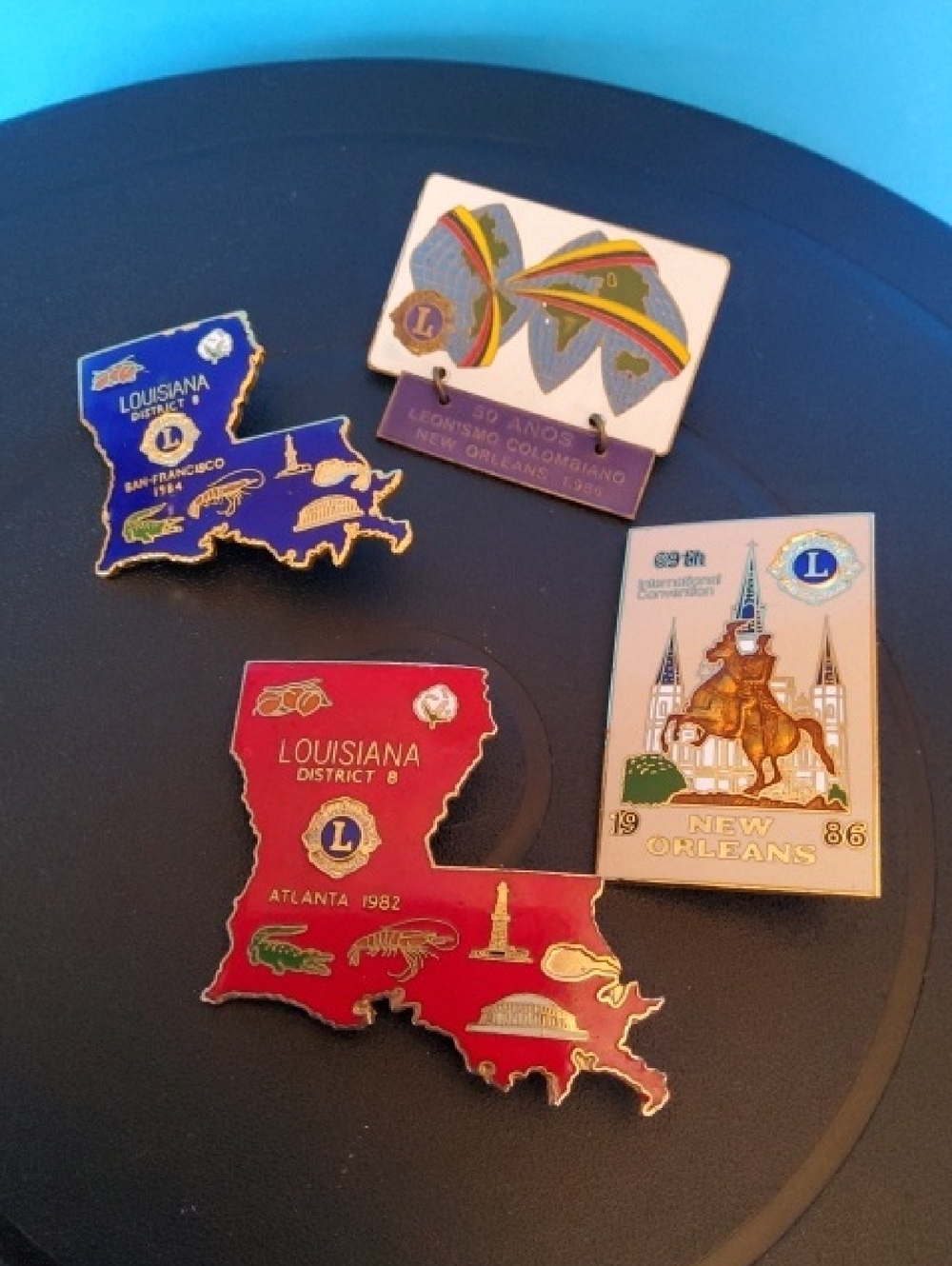 Bundle of Four Lions Club Pins 1982/1986
